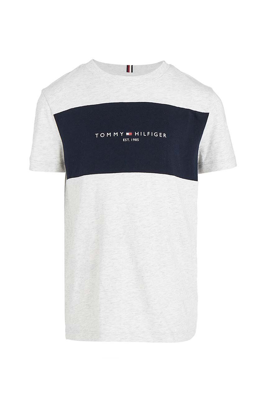 Dětské bavlněné tričko Tommy Hilfiger šedá barva - šedá -  100 % Bavlna