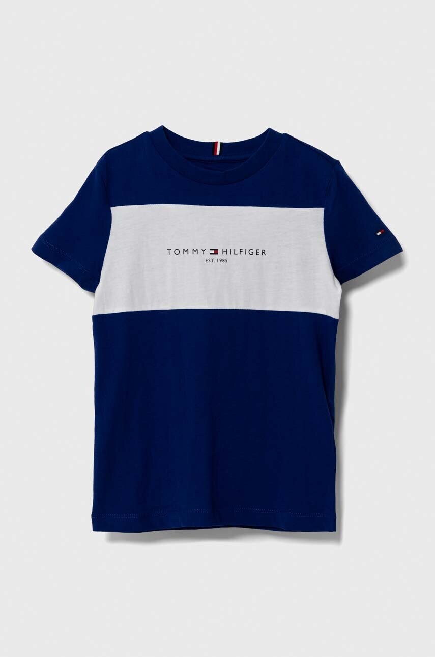 

Дитяча бавовняна футболка Tommy Hilfiger колір синій візерунок