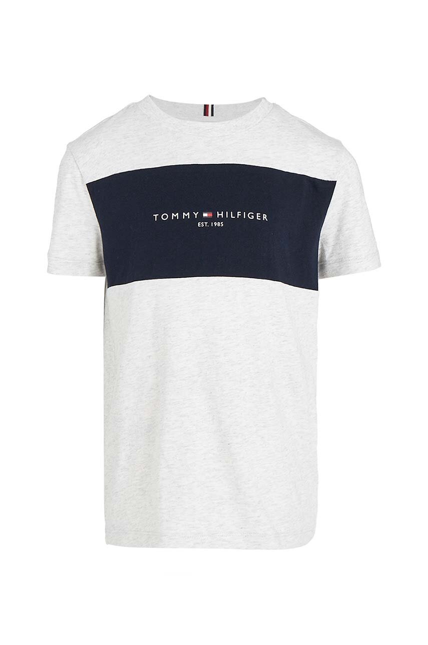 

Детская хлопковая футболка Tommy Hilfiger цвет серый узорная