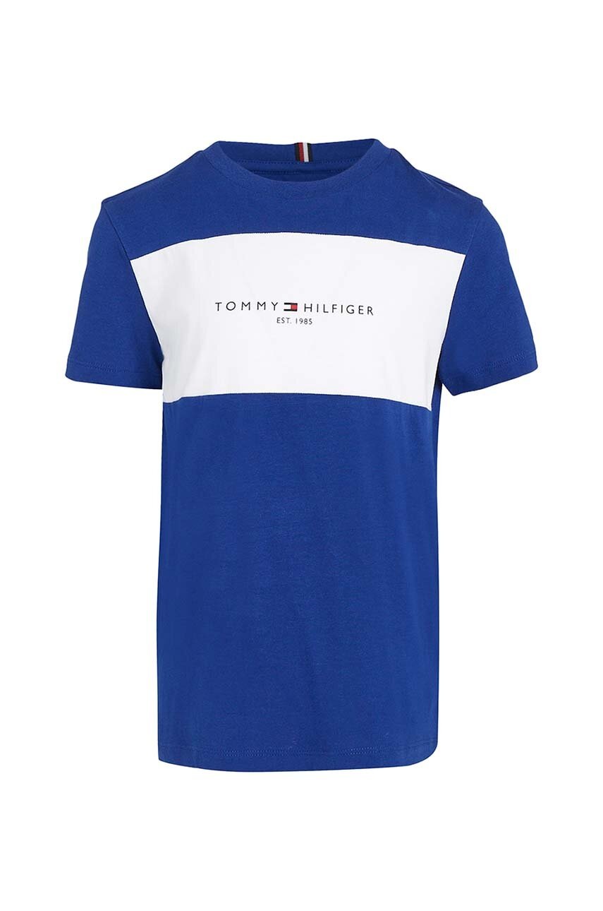 

Детская хлопковая футболка Tommy Hilfiger цвет синий узорная