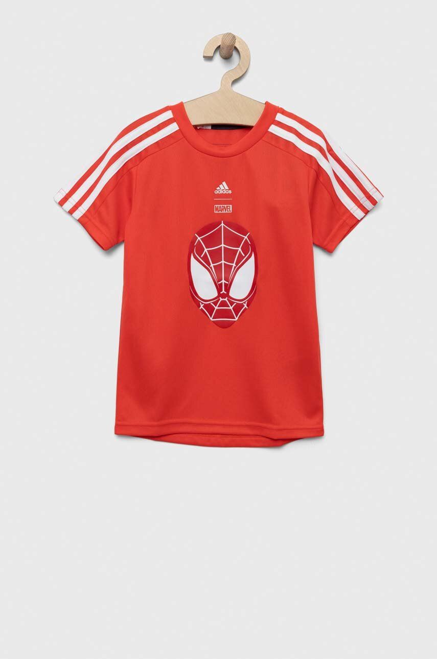 adidas tricou copii x Marvel culoarea rosu, cu imprimeu