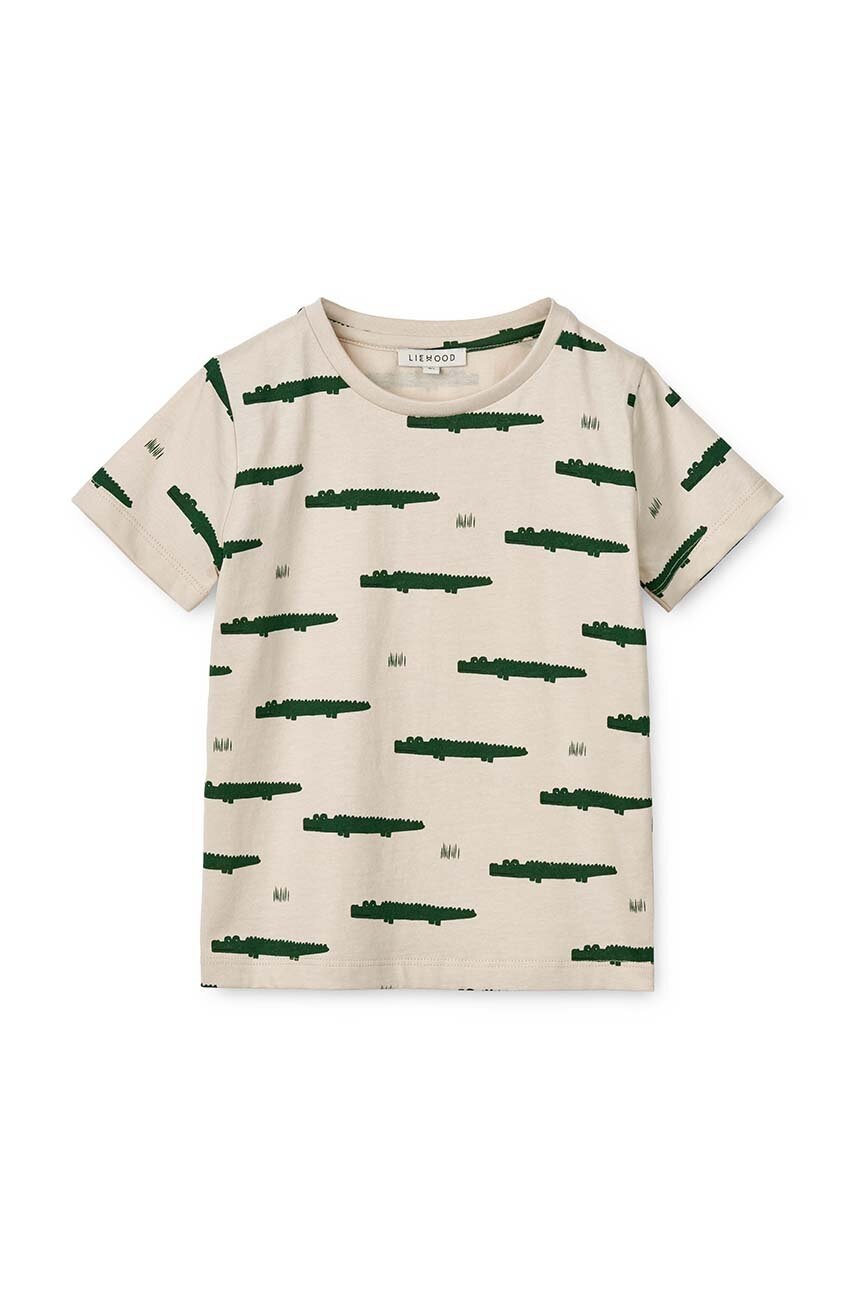 Детская хлопковая футболка Liewood цвет бежевый однотонный
