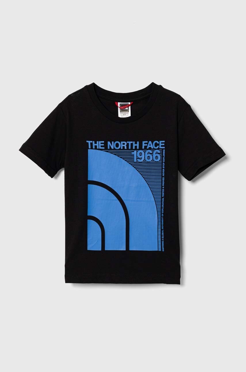 Детская хлопковая футболка The North Face B GRAPHIC S/S TEE 1 цвет чёрный с принтом Детская хлопковая футболка The North Face B GRAPHIC S/S TEE 1 цвет чёрный с принтом
