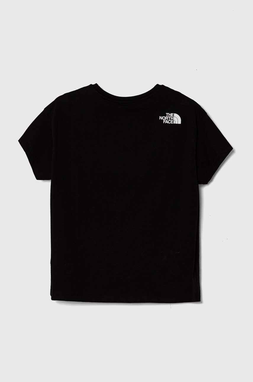 Детская хлопковая футболка The North Face B MOUNTAIN LINE S/S TEE цвет чёрный с принтом