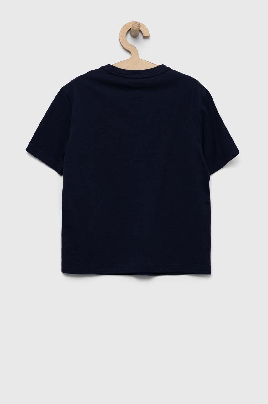 Детская хлопковая футболка EA7 Emporio Armani цвет синий с принтом