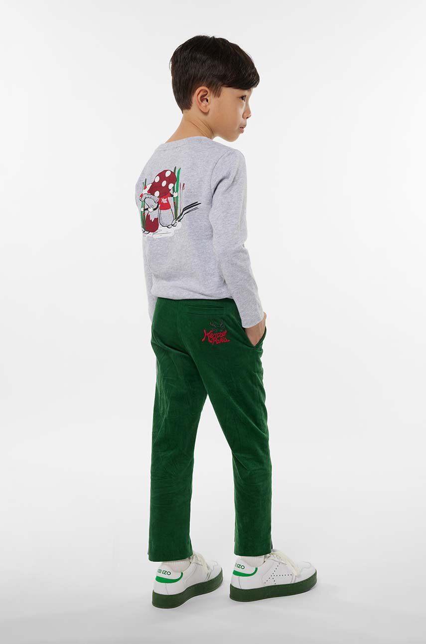 E-shop Dětská bavlněná košile s dlouhým rukávem Kenzo Kids šedá barva, s potiskem
