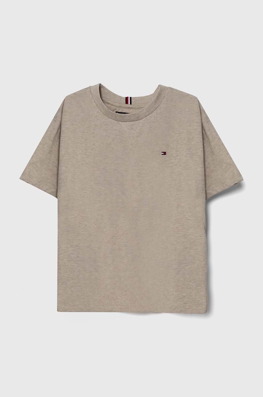 

Дитяча бавовняна футболка Tommy Hilfiger колір бежевий однотонний