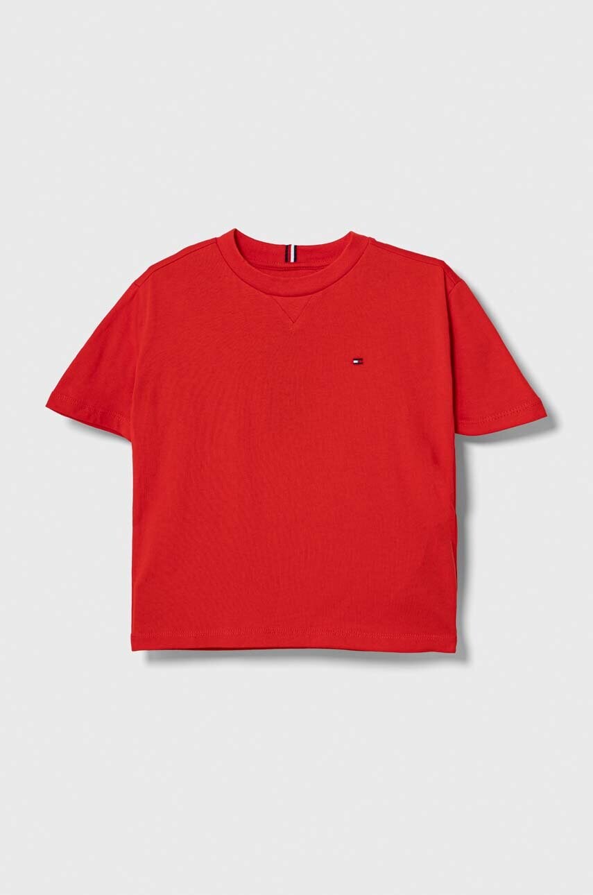 

Дитяча бавовняна футболка Tommy Hilfiger колір червоний однотонний