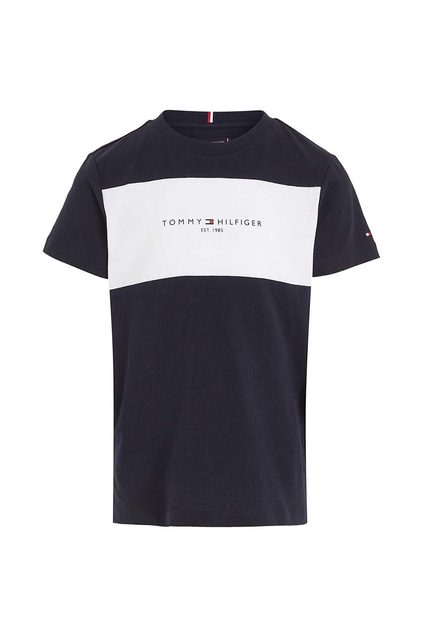 

Детская хлопковая футболка Tommy Hilfiger цвет синий с принтом