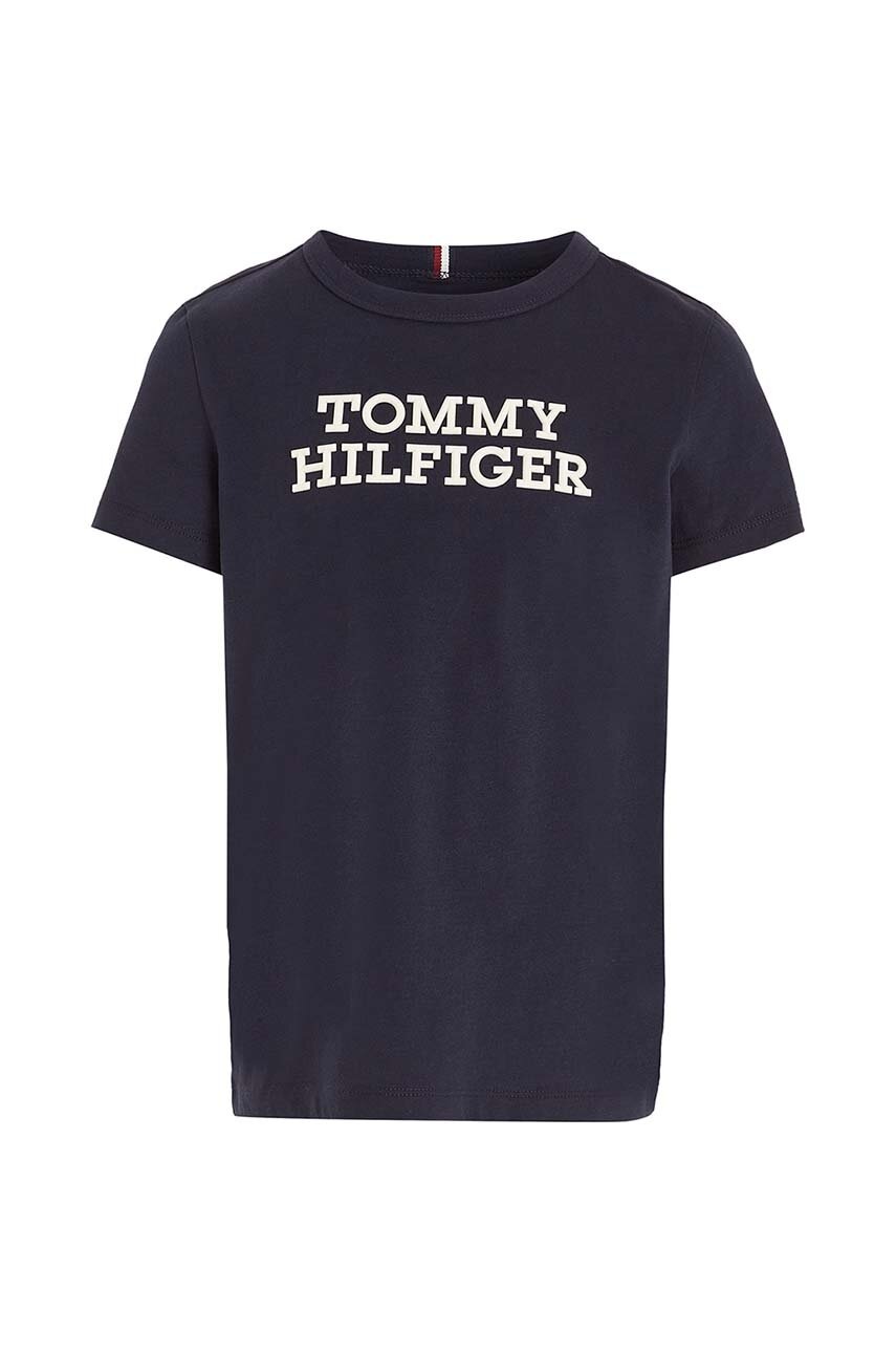 

Дитяча бавовняна футболка Tommy Hilfiger колір синій з принтом