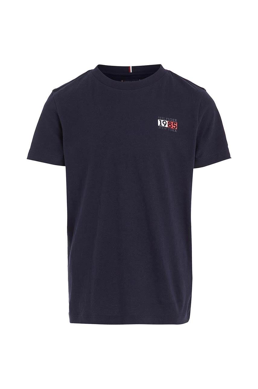 

Дитяча бавовняна футболка Tommy Hilfiger колір синій з принтом