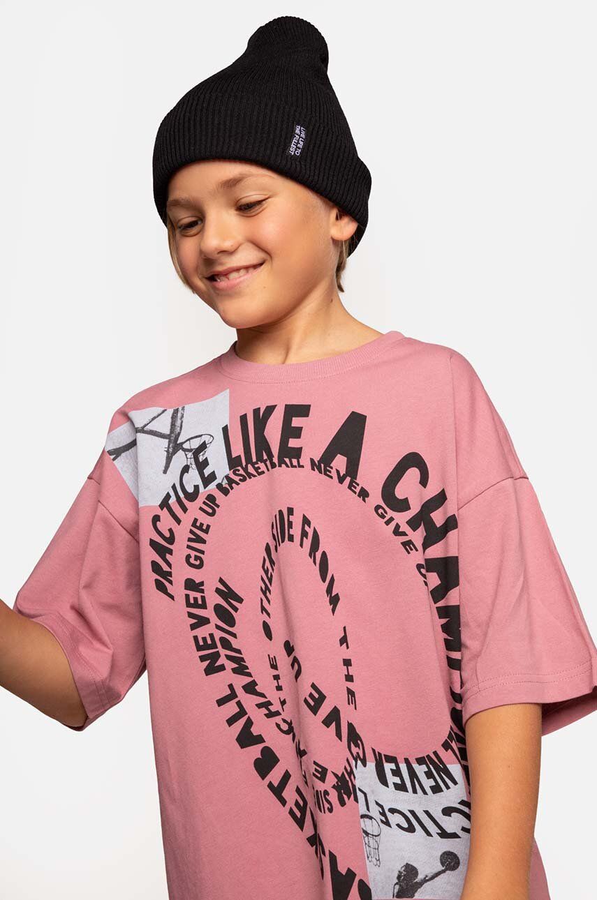 Coccodrillo tricou de bumbac pentru copii culoarea roz, cu imprimeu