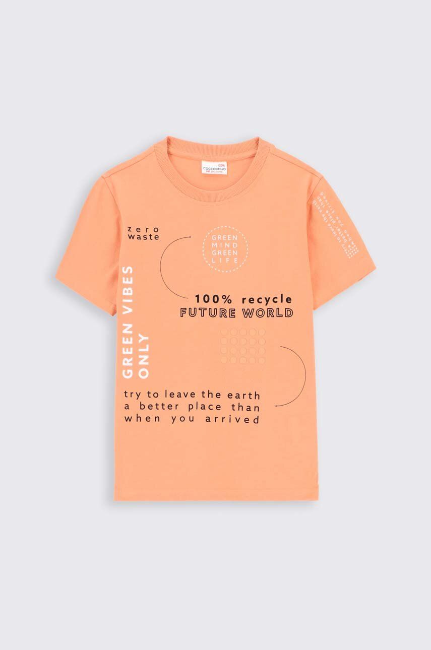 Coccodrillo tricou de bumbac pentru copii culoarea portocaliu, modelator
