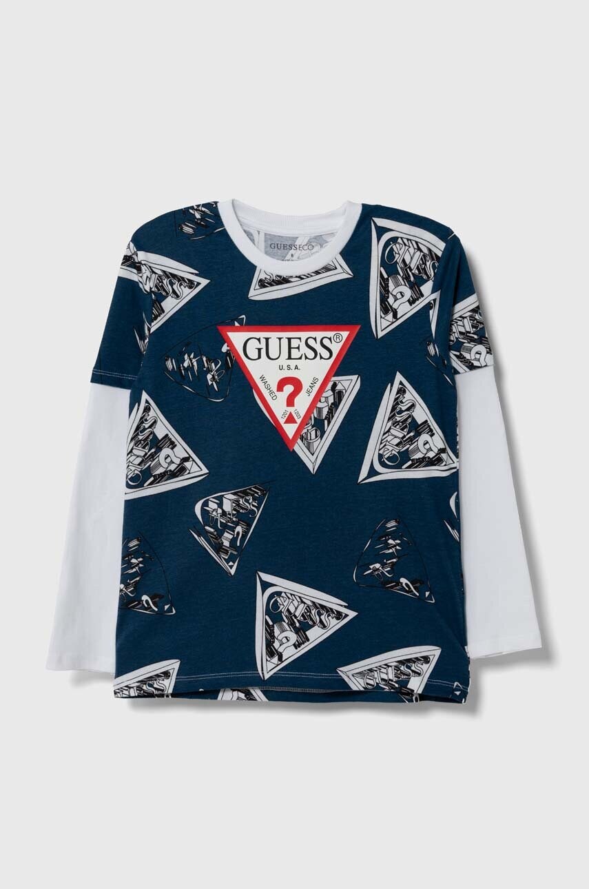

Дитячий бавовняний лонгслів Guess візерунок
