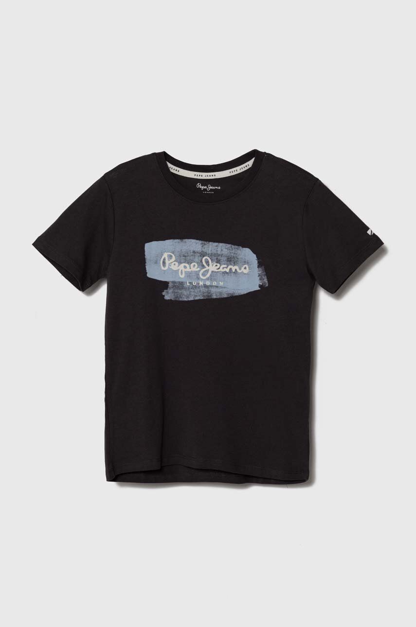 E-shop Dětské bavlněné tričko Pepe Jeans šedá barva, s potiskem