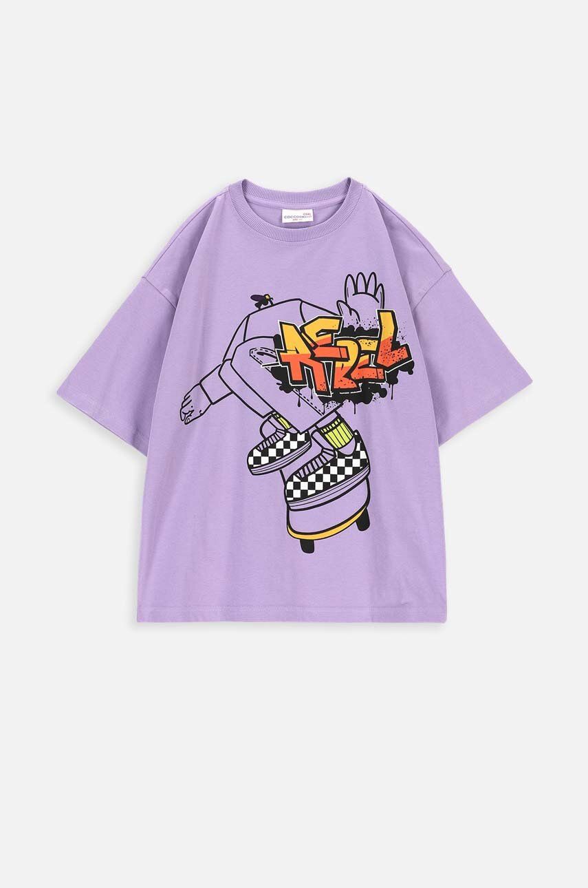 Coccodrillo tricou de bumbac pentru copii culoarea violet, cu imprimeu
