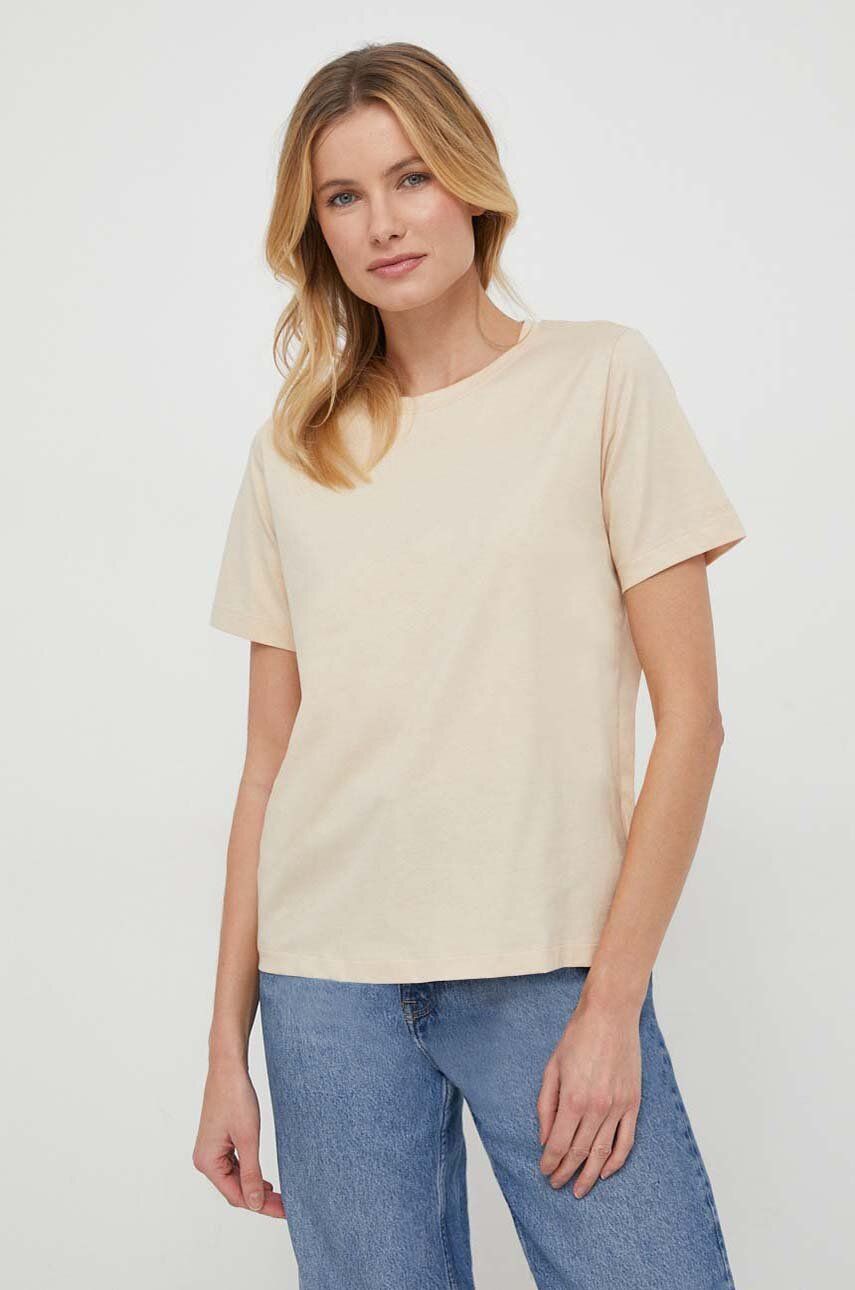 Levně Bavlněné tričko Calvin Klein béžová barva, K20K205410