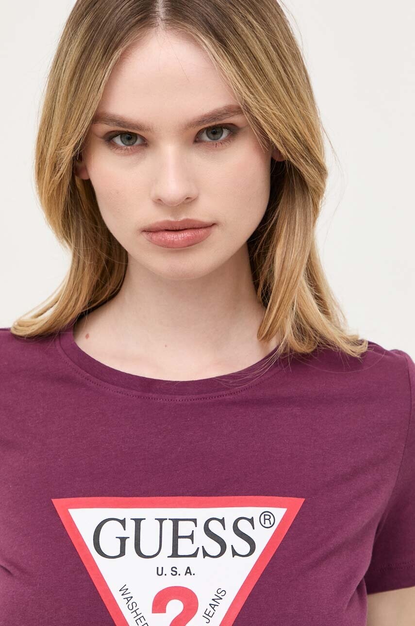 

Бавовняна футболка Guess колір фіолетовий