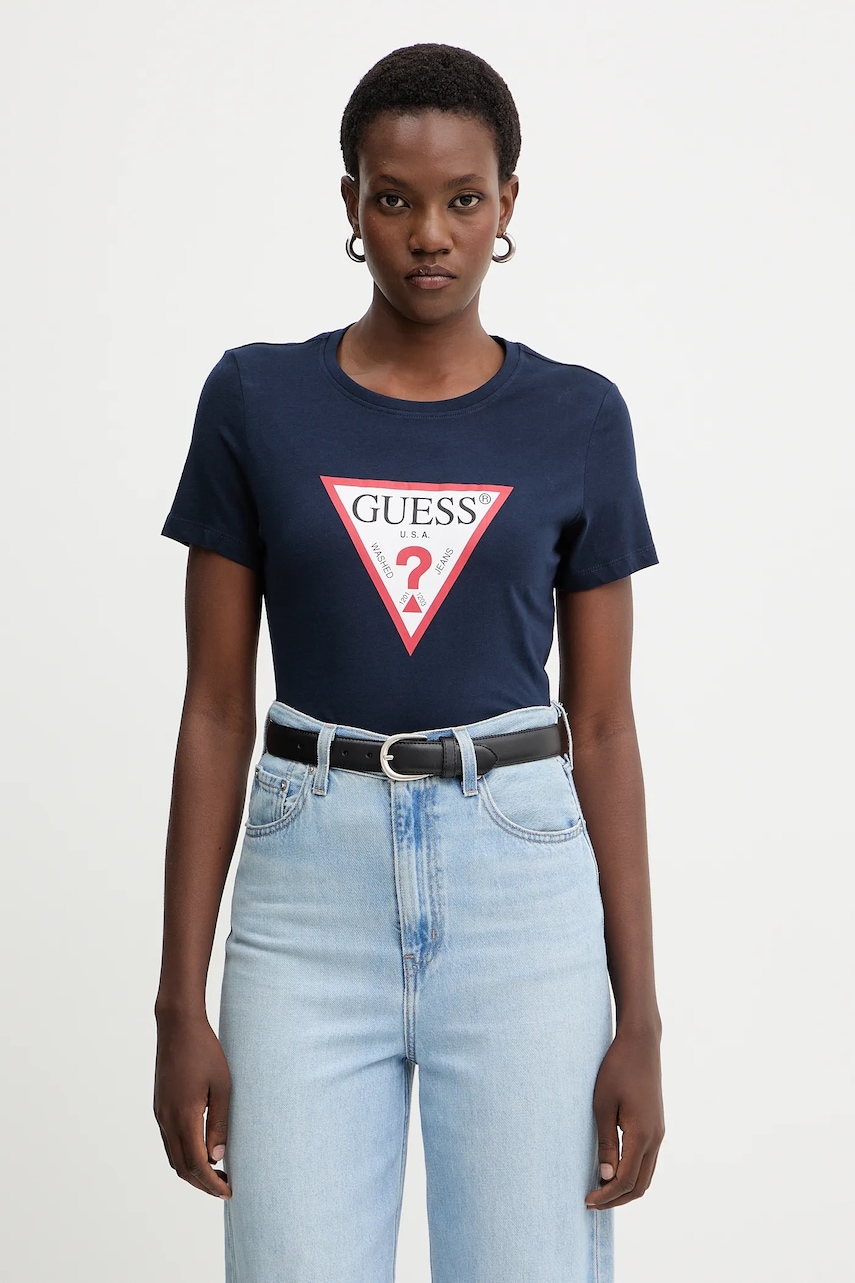 

Памучна тениска Guess, Тъмносин