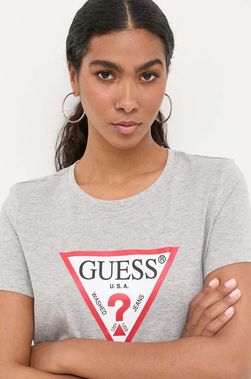 Levně Bavlněné tričko Guess šedá barva, W1YI1B I3Z14