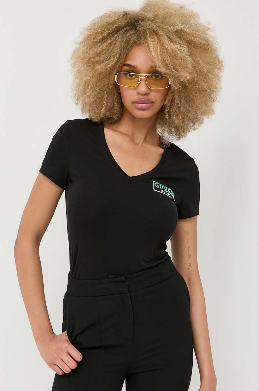 

Хлопковая футболка Guess цвет чёрный