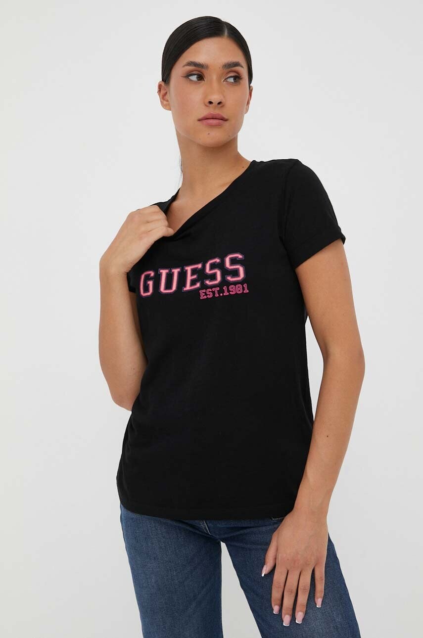

Хлопковая футболка Guess цвет чёрный