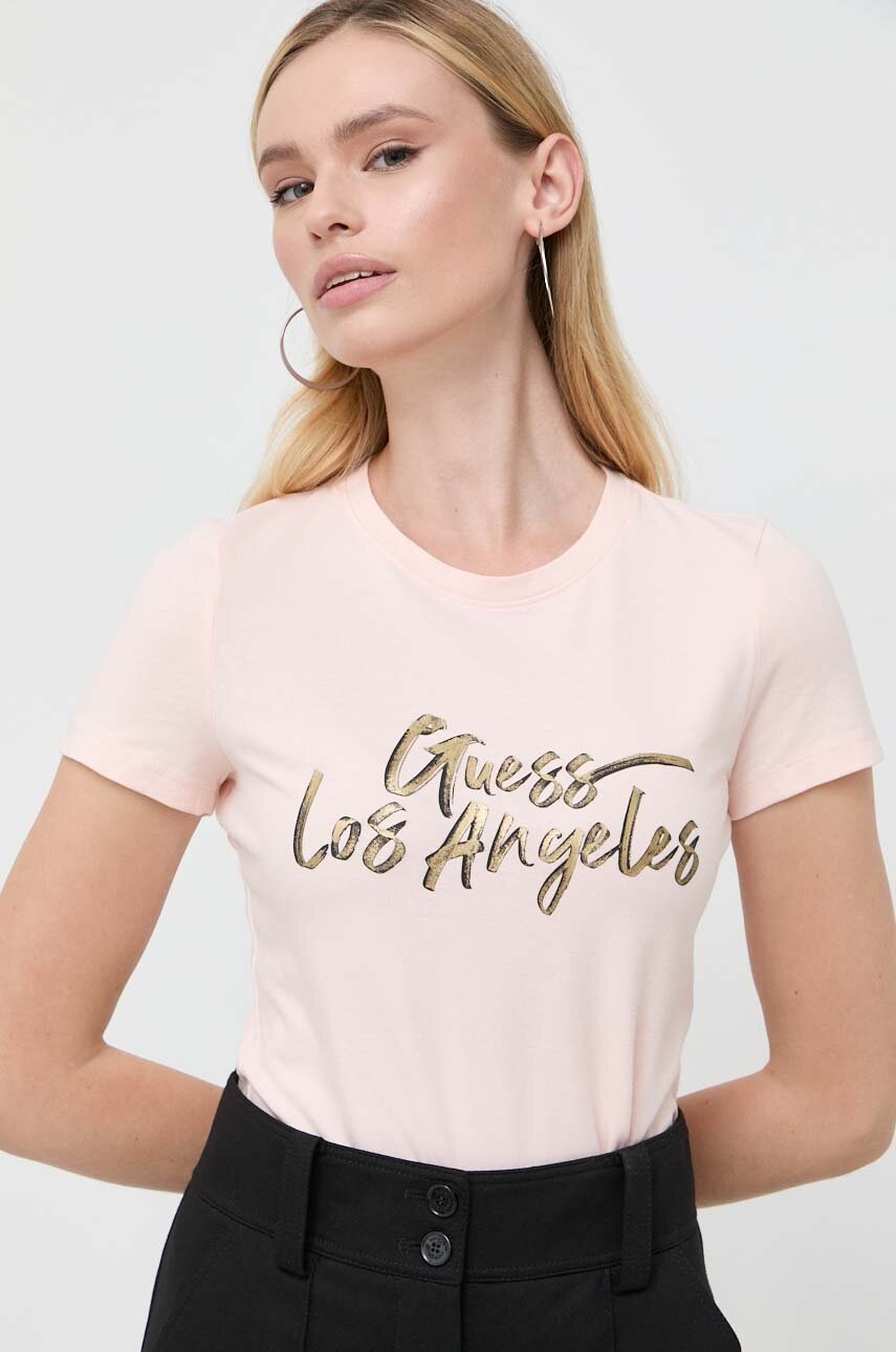 

Футболка Guess женский цвет розовый