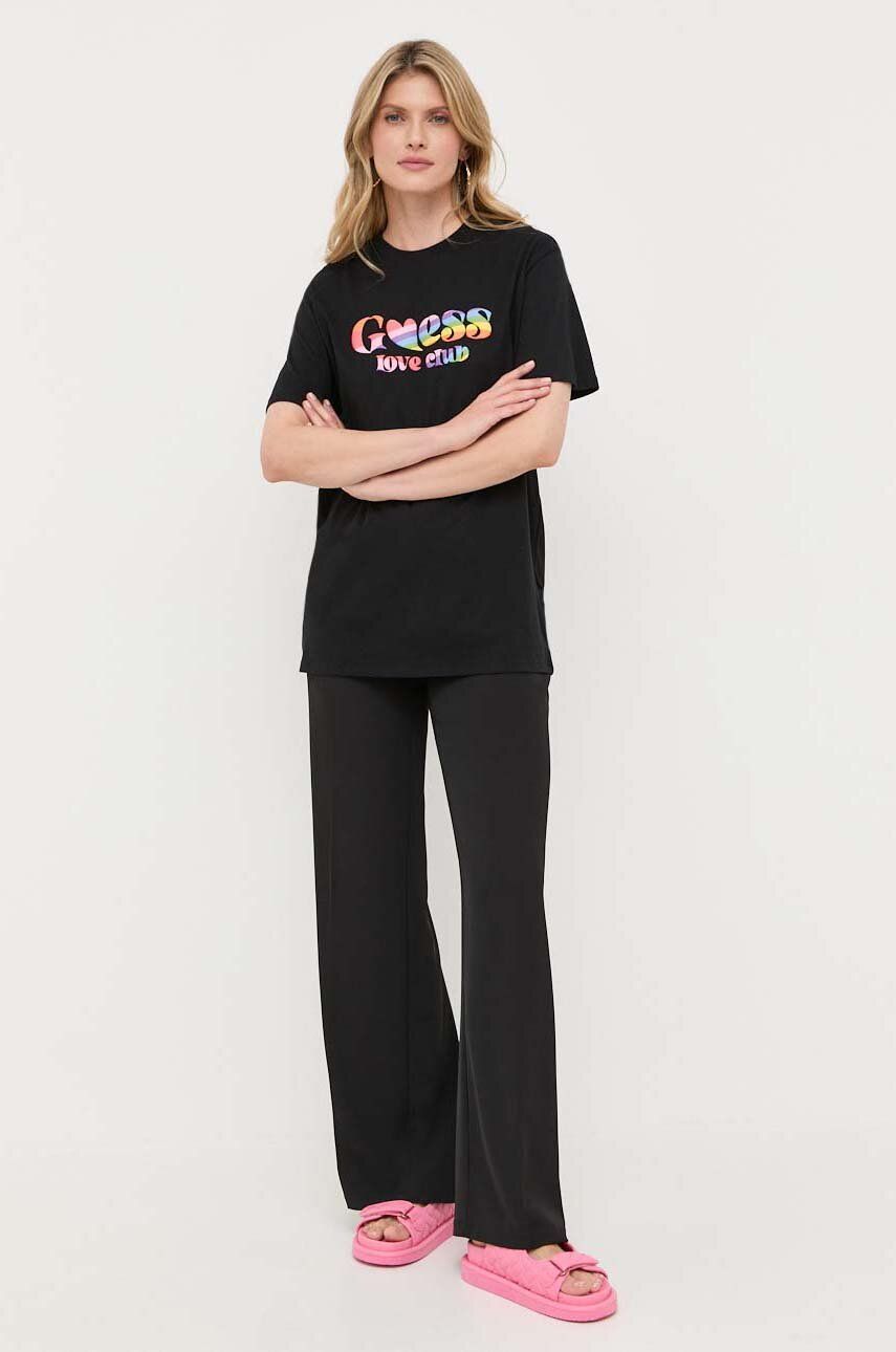 E-shop Bavlněné tričko Guess černá barva