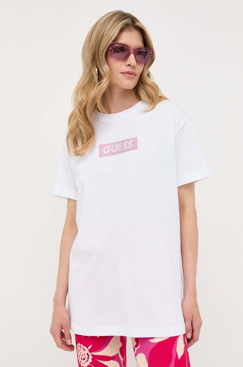 

Бавовняна футболка Guess колір білий