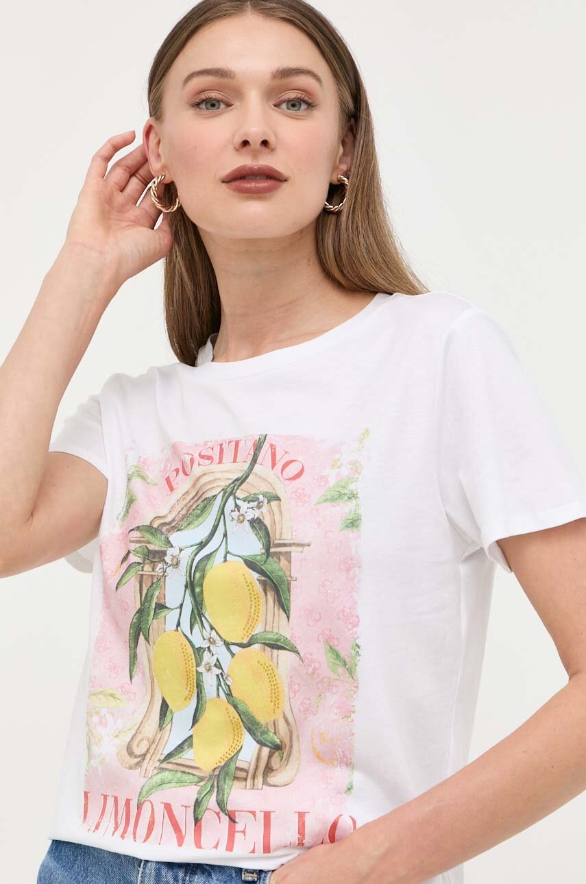 

Хлопковая футболка Guess цвет белый