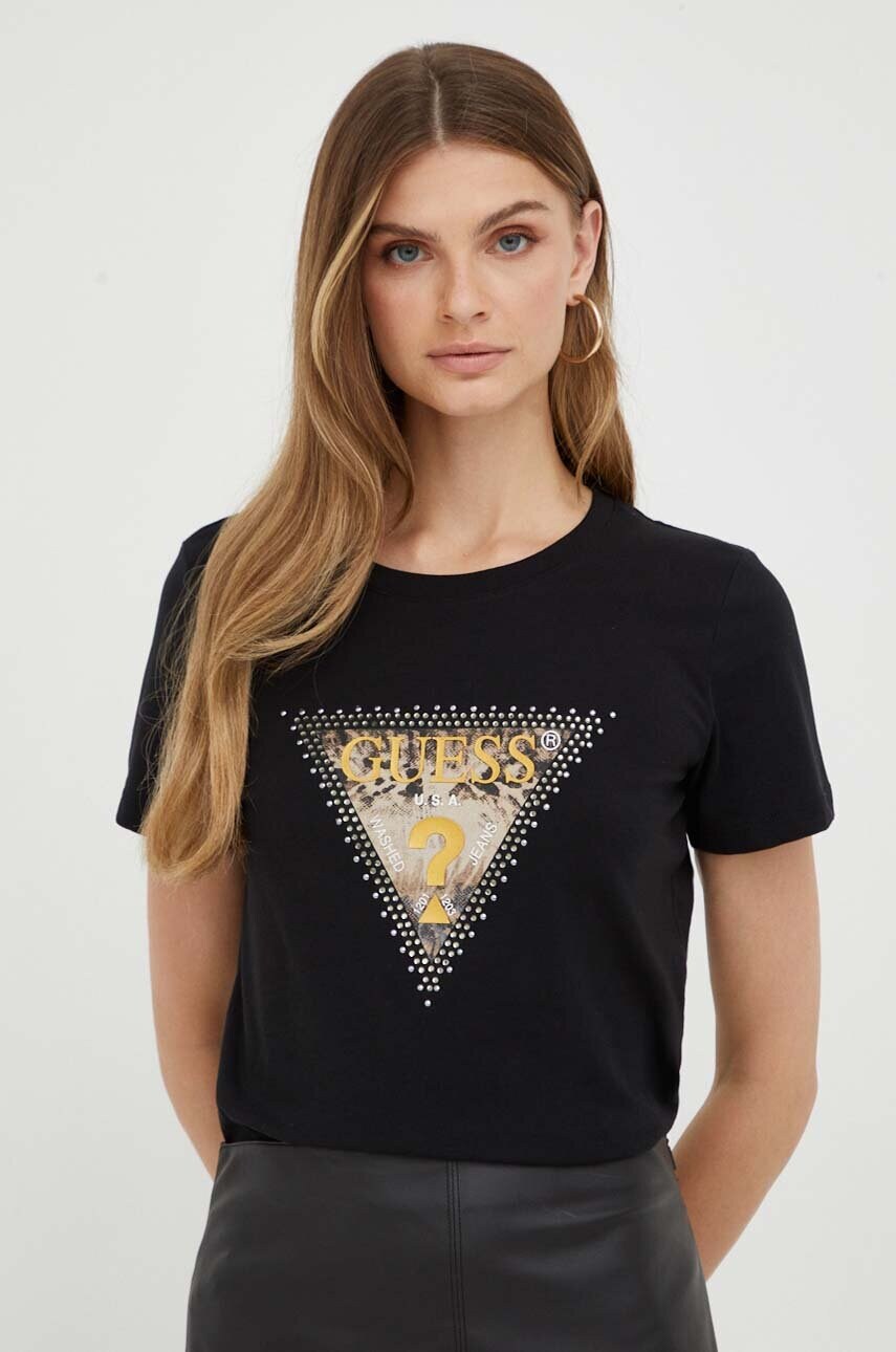 

Хлопковая футболка Guess цвет чёрный