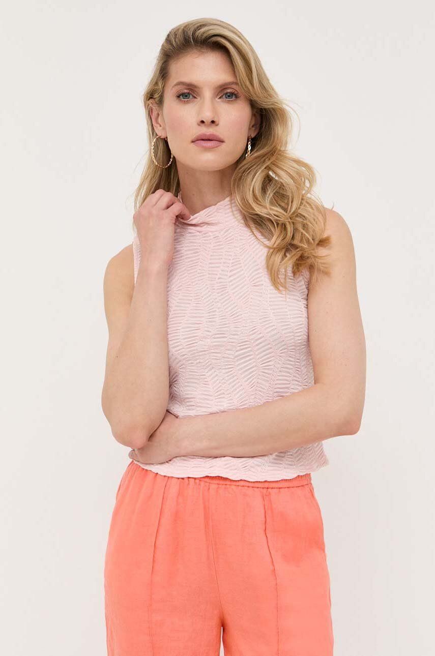 Top Guess dámský, růžová barva, s pologolfem - růžová -  95 % Polyester