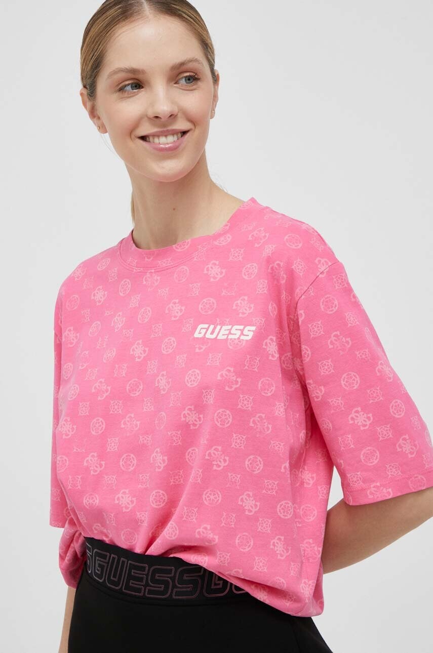 

Бавовняна футболка Guess колір рожевий