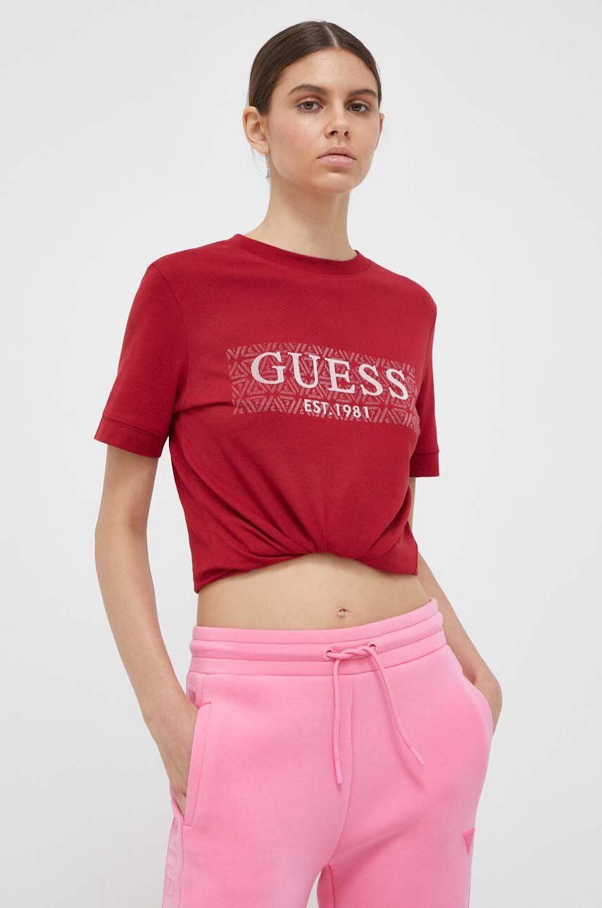 Bavlněné tričko Guess červená barva - červená -  100 % Bavlna