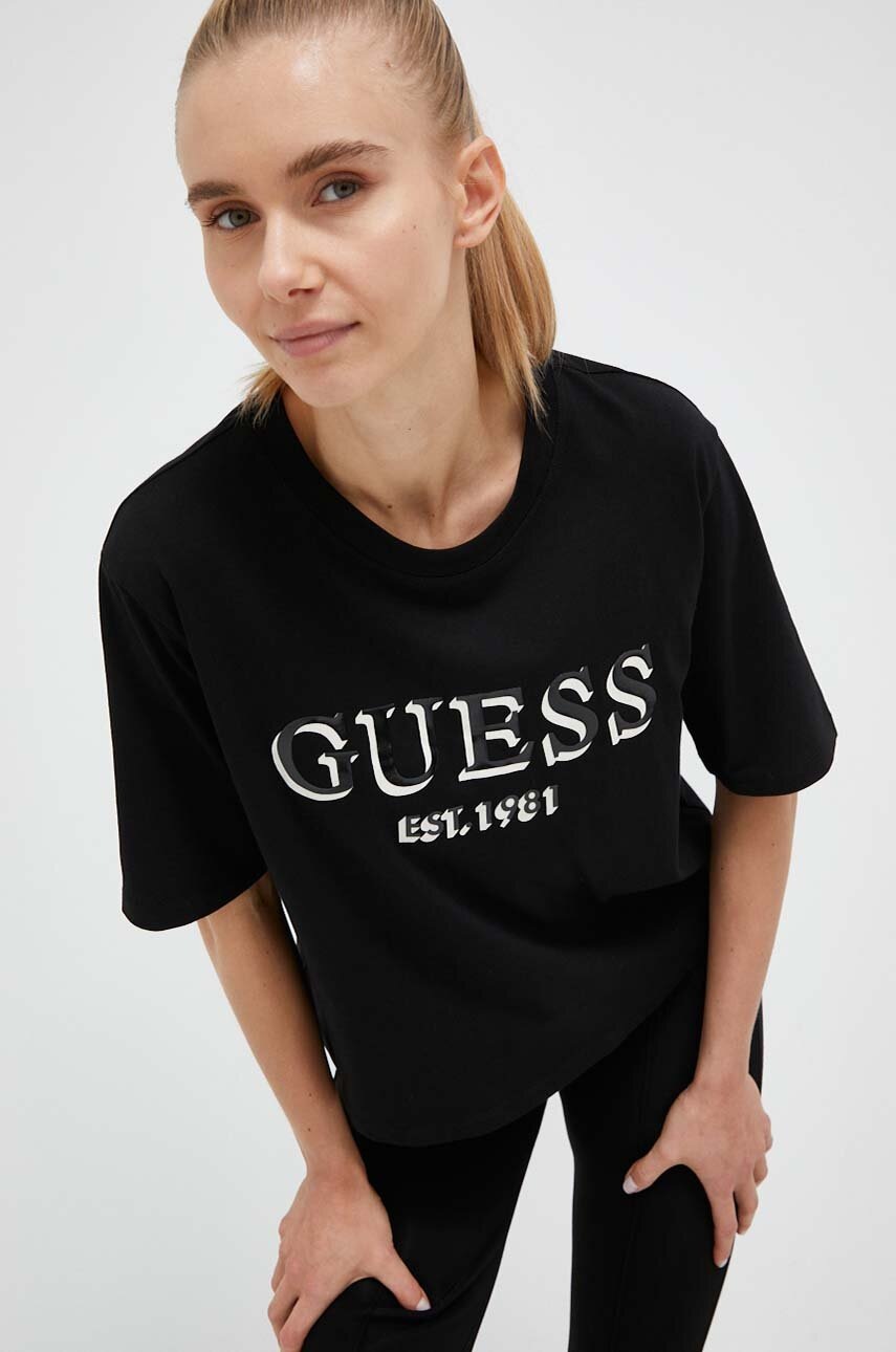 

Хлопковая футболка Guess цвет чёрный