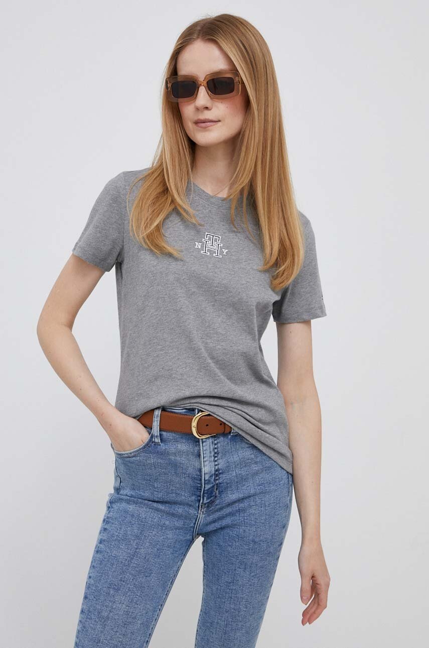 

Хлопковая футболка Tommy Hilfiger цвет серый
