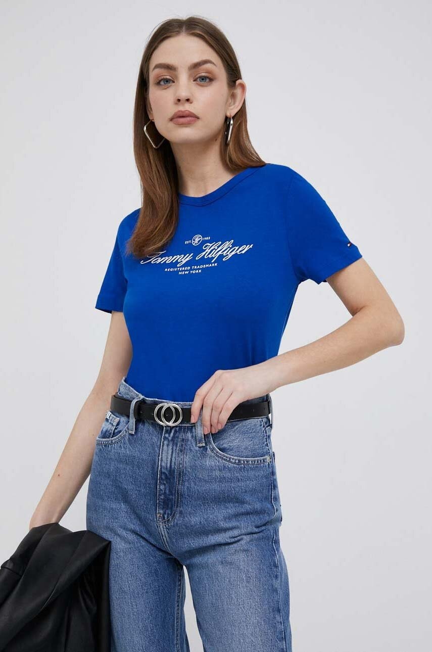 

Хлопковая футболка Tommy Hilfiger цвет синий