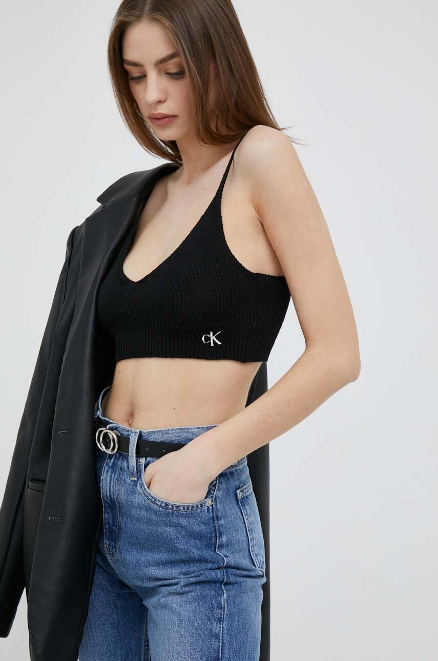 Levně Top Calvin Klein Jeans dámský, černá barva, J20J221345