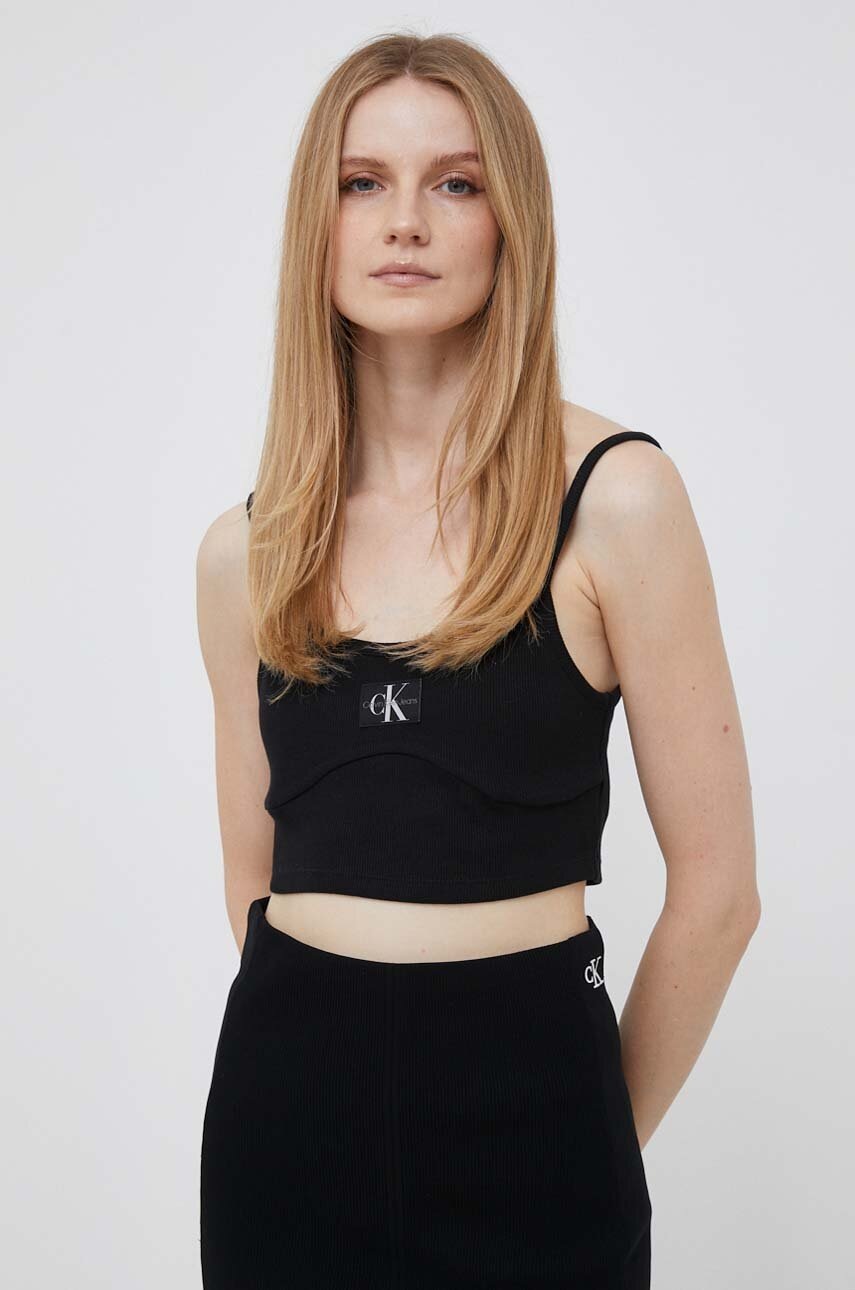

Топ Calvin Klein Jeans дамски в черно, Черен