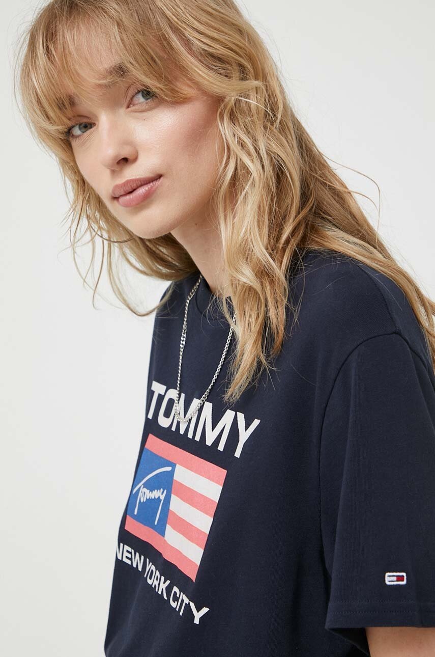 Tommy Jeans Tricou Din Bumbac Culoarea Albastru Marin