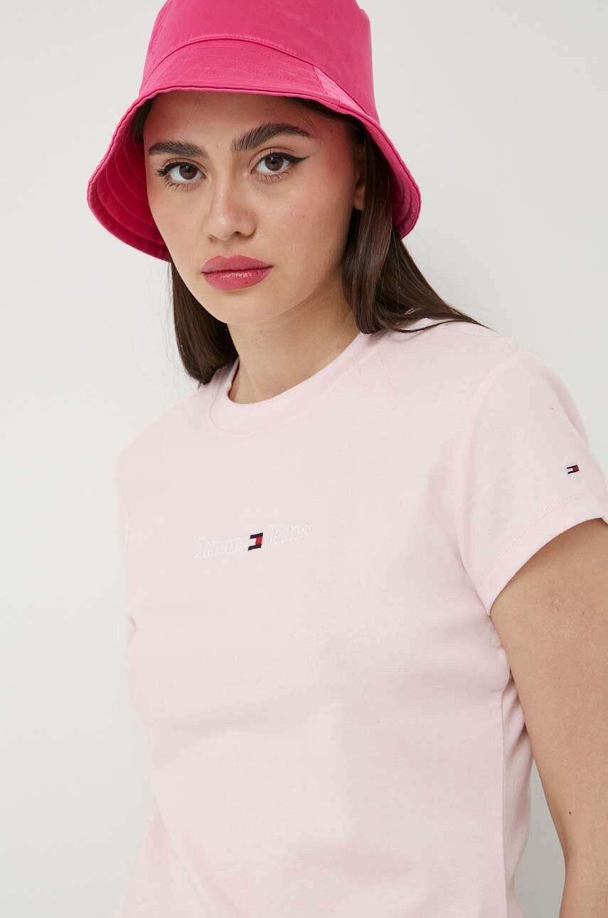 

Футболка Tommy Jeans женская цвет розовый