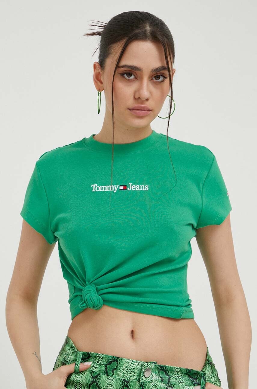 

Футболка Tommy Jeans женская цвет зелёный