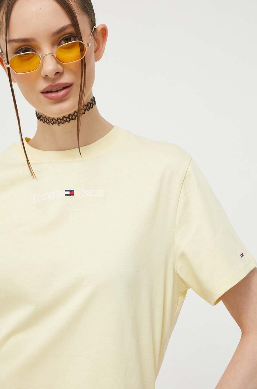 

Бавовняна футболка Tommy Jeans колір жовтий