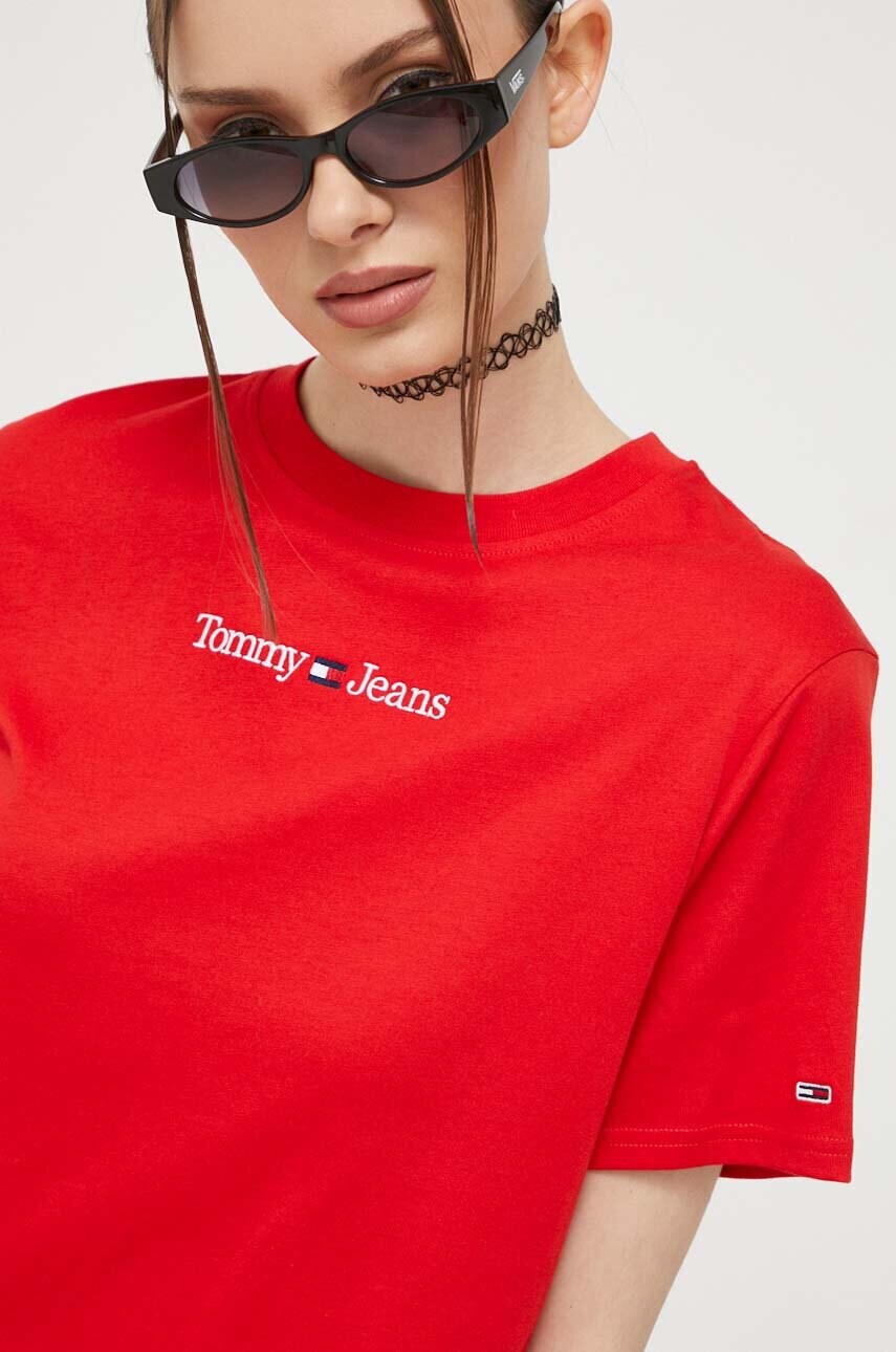

Хлопковая футболка Tommy Jeans цвет красный