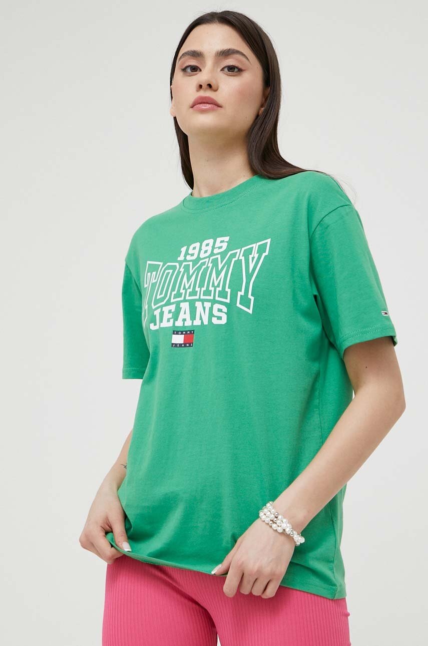 

Бавовняна футболка Tommy Jeans колір зелений