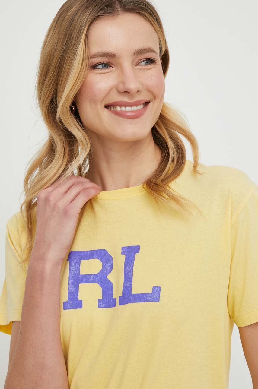Levně Bavlněné tričko Polo Ralph Lauren žlutá barva, 211910130