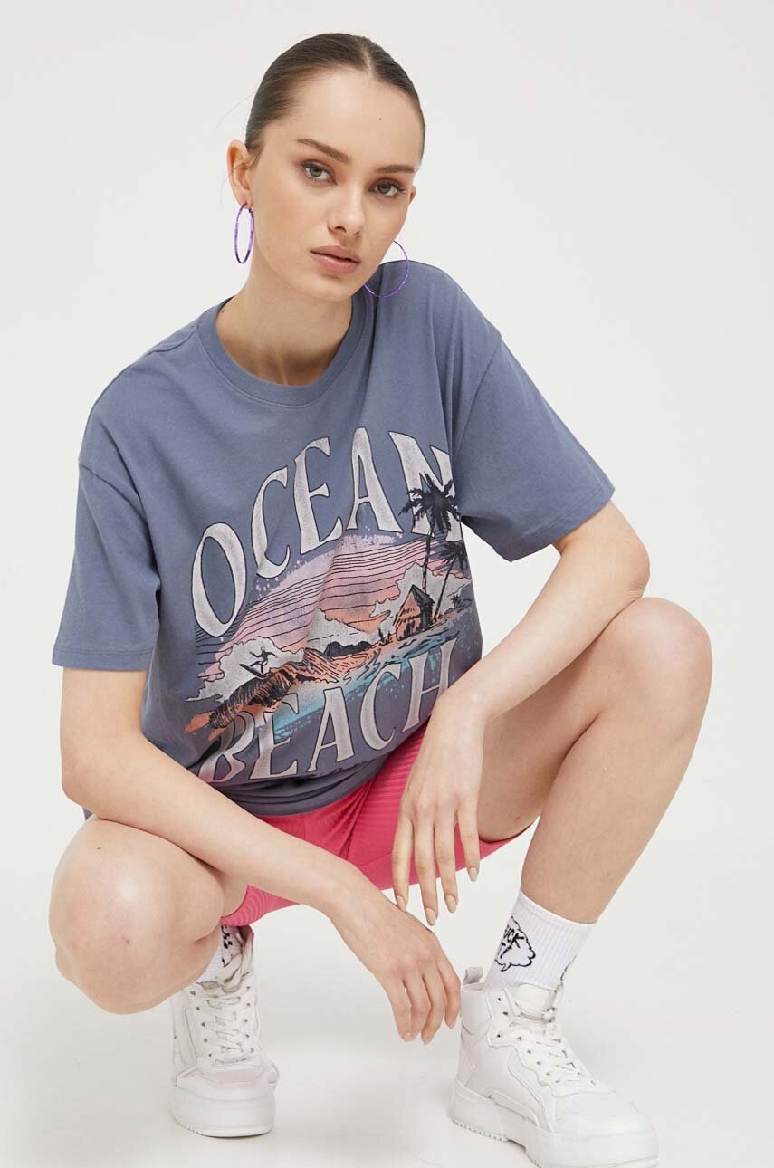 

Памучна тениска Hollister Co. в тъмносиньо, Тъмносин