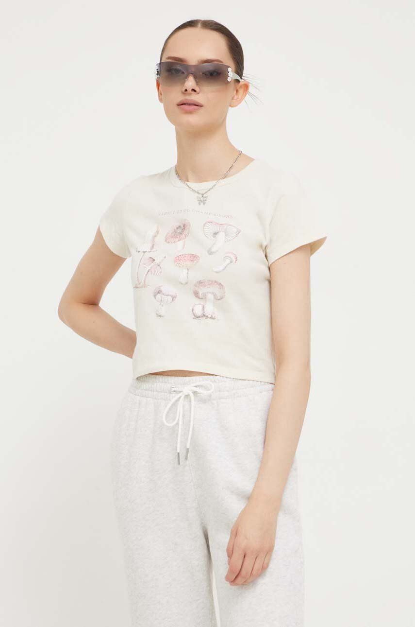 E-shop Bavlněné tričko Hollister Co. béžová barva