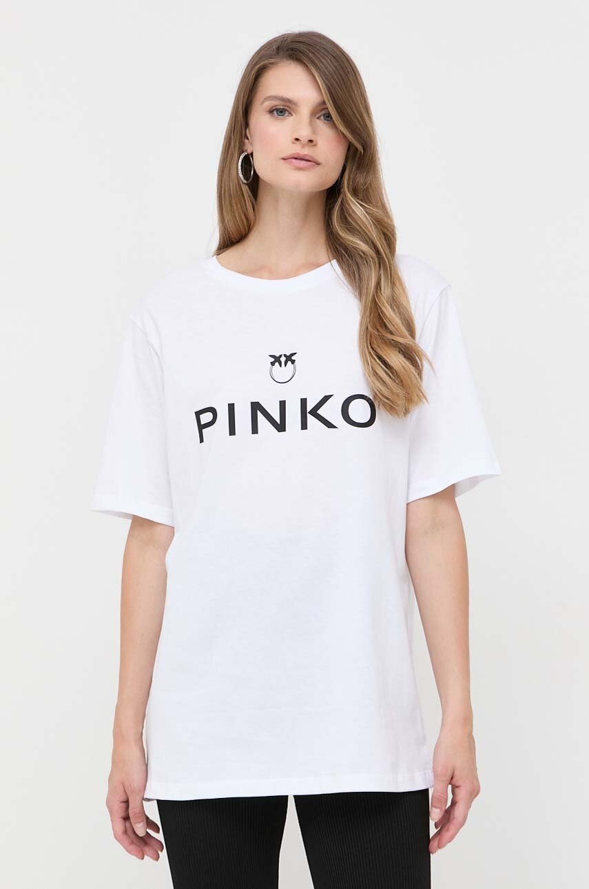 

Хлопковая футболка Pinko цвет белый