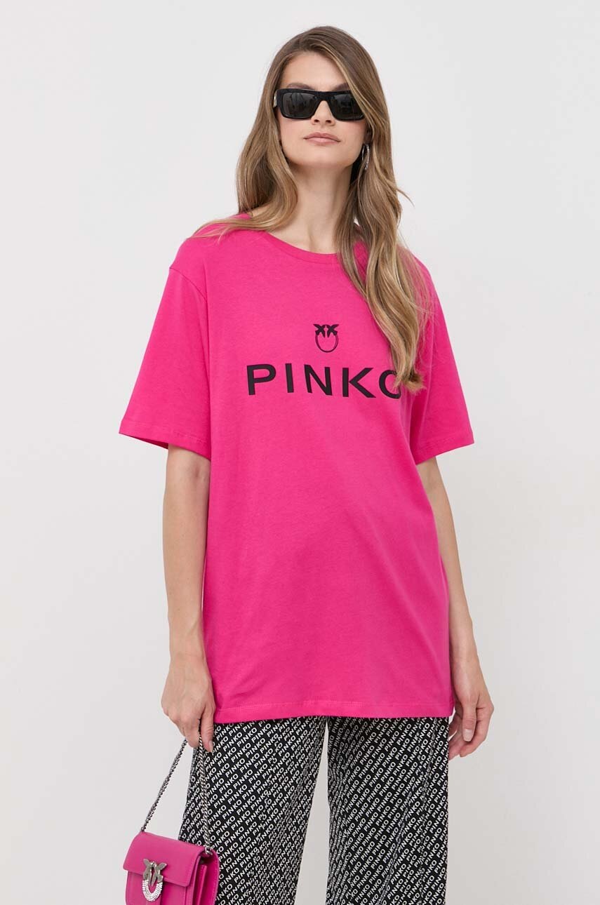 

Памучна тениска Pinko в розово, Розов